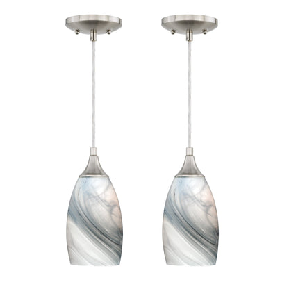 Milano 4.75 - in Mini Pendant Marble Swirl Glass Satin Nickel - Orvon Lighting