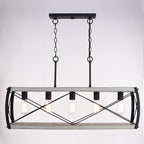 Montclare 35 - in. 5 Light Linear Chandelier Textured Black and White Ash - Orvon Lighting