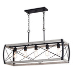Montclare 35 - in. 5 Light Linear Chandelier Textured Black and White Ash - Orvon Lighting