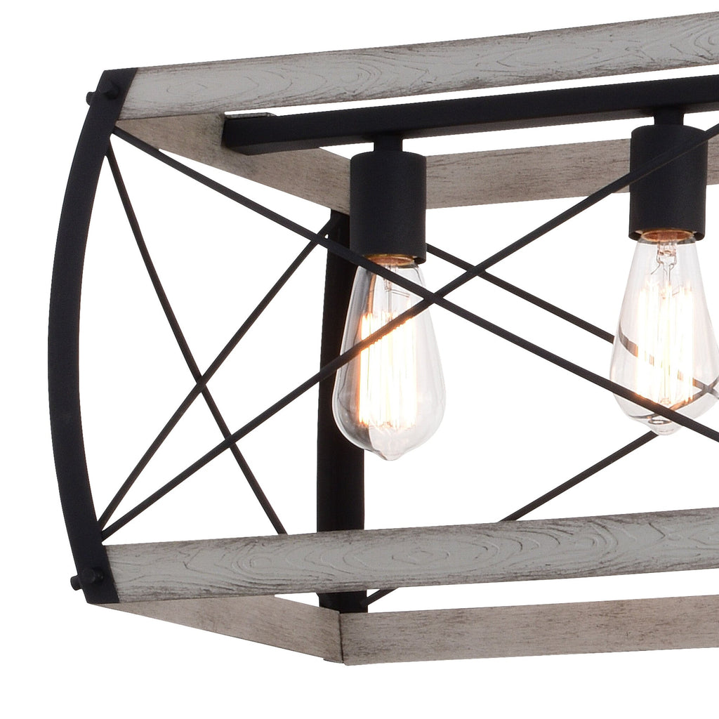 Montclare 35 - in. 5 Light Linear Chandelier Textured Black and White Ash - Orvon Lighting