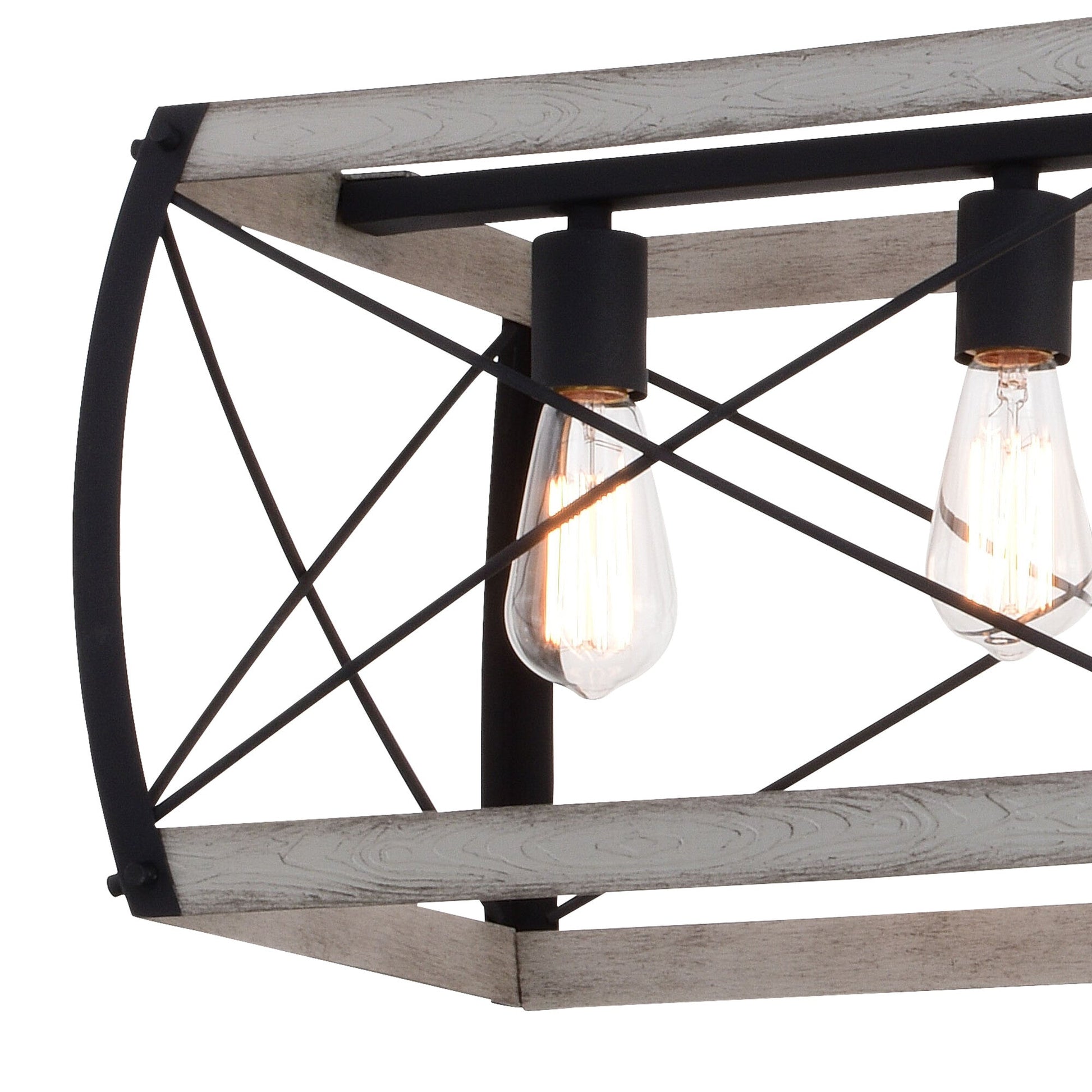 Montclare 35 - in. 5 Light Linear Chandelier Textured Black and White Ash - Orvon Lighting