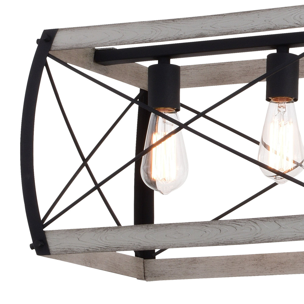 Montclare 35 - in. 5 Light Linear Chandelier Textured Black and White Ash - Orvon Lighting