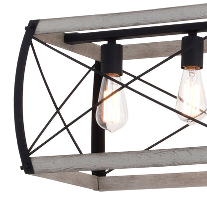 Montclare 35 - in. 5 Light Linear Chandelier Textured Black and White Ash - Orvon Lighting