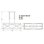 Montclare 35 - in. 5 Light Linear Chandelier Textured Black and White Ash - Orvon Lighting