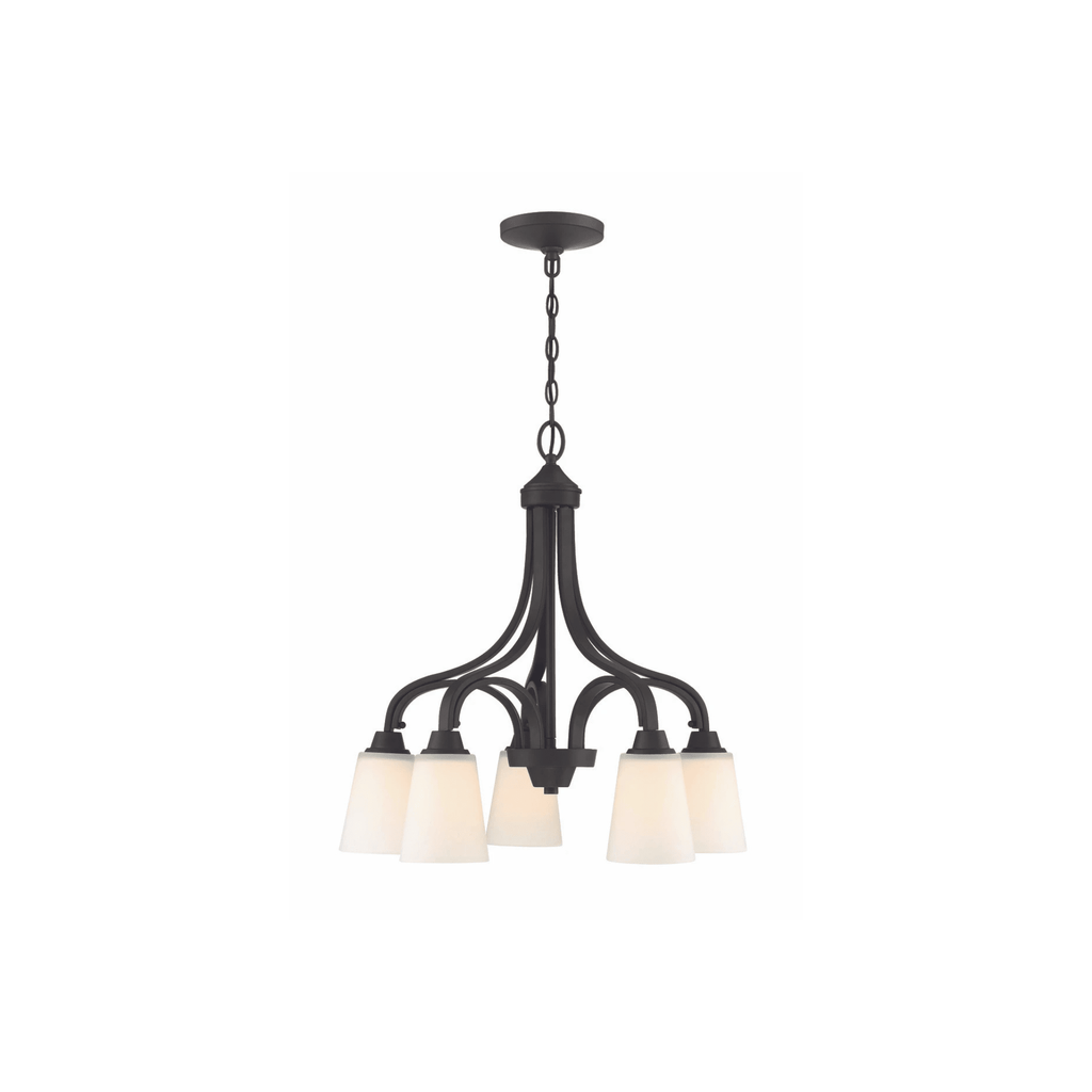 Neighborhood Grace 5 Light 24 inch Down Chandelier Ceiling Light in White Frosted Glass, Jeremiah - Orvon Lighting