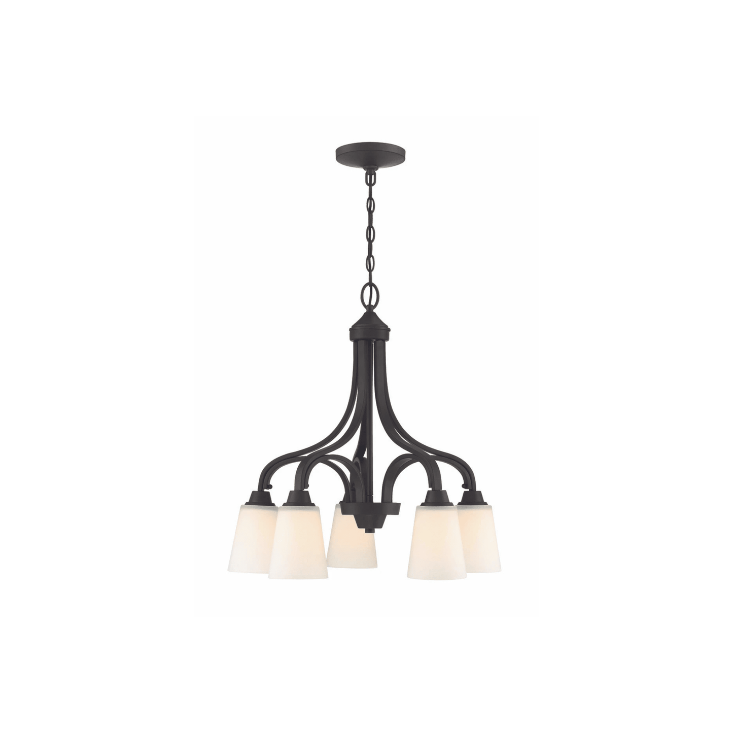 Neighborhood Grace 5 Light 24 inch Down Chandelier Ceiling Light in White Frosted Glass, Jeremiah - Orvon Lighting