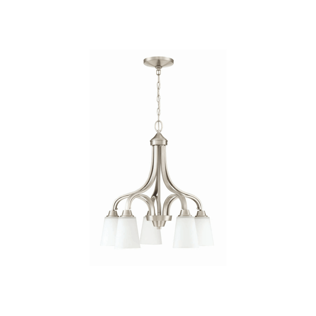 Neighborhood Grace 5 Light 24 inch Down Chandelier Ceiling Light in White Frosted Glass, Jeremiah - Orvon Lighting