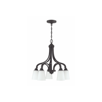 Neighborhood Grace 5 Light 24 inch Down Chandelier Ceiling Light in White Frosted Glass, Jeremiah - Orvon Lighting