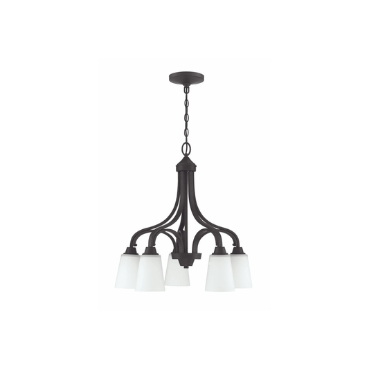 Neighborhood Grace 5 Light 24 inch Down Chandelier Ceiling Light in White Frosted Glass, Jeremiah - Orvon Lighting