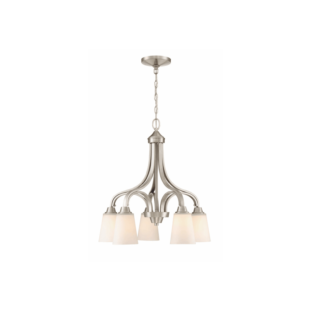Neighborhood Grace 5 Light 24 inch Down Chandelier Ceiling Light in White Frosted Glass, Jeremiah - Orvon Lighting
