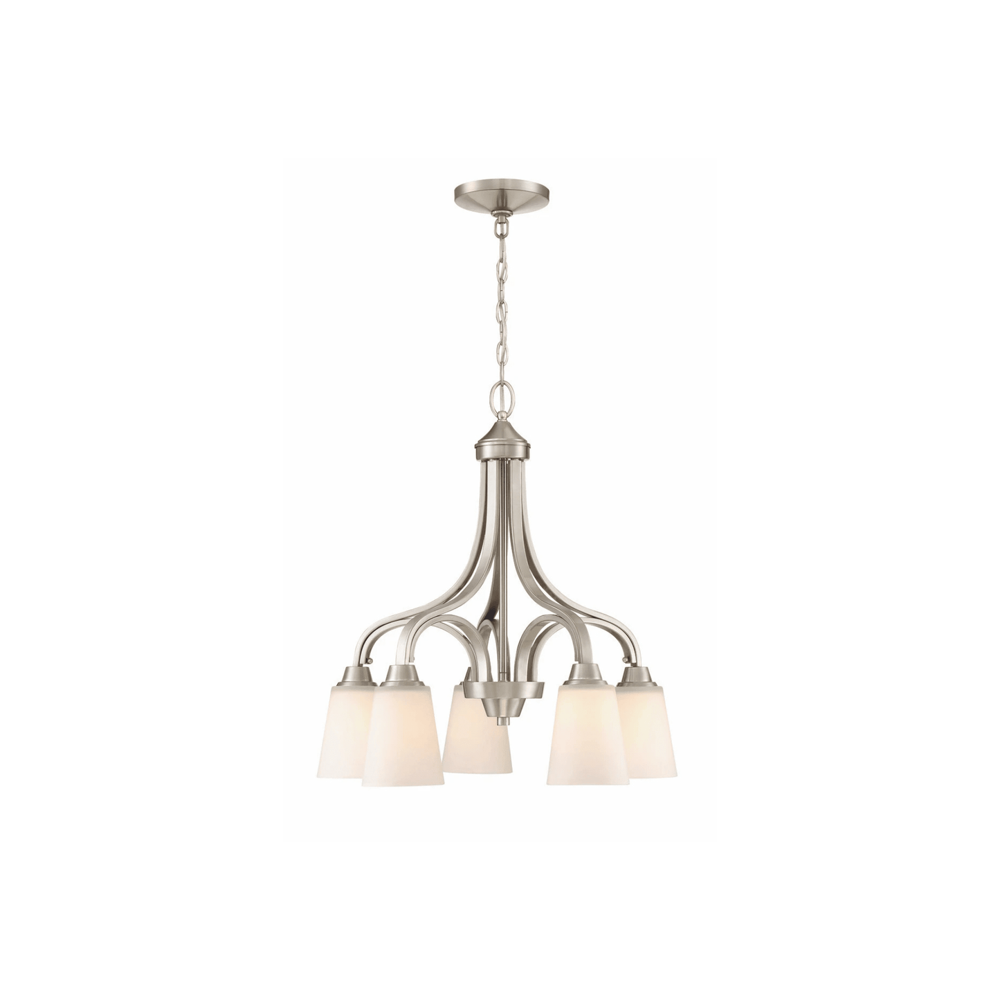 Neighborhood Grace 5 Light 24 inch Down Chandelier Ceiling Light in White Frosted Glass, Jeremiah - Orvon Lighting
