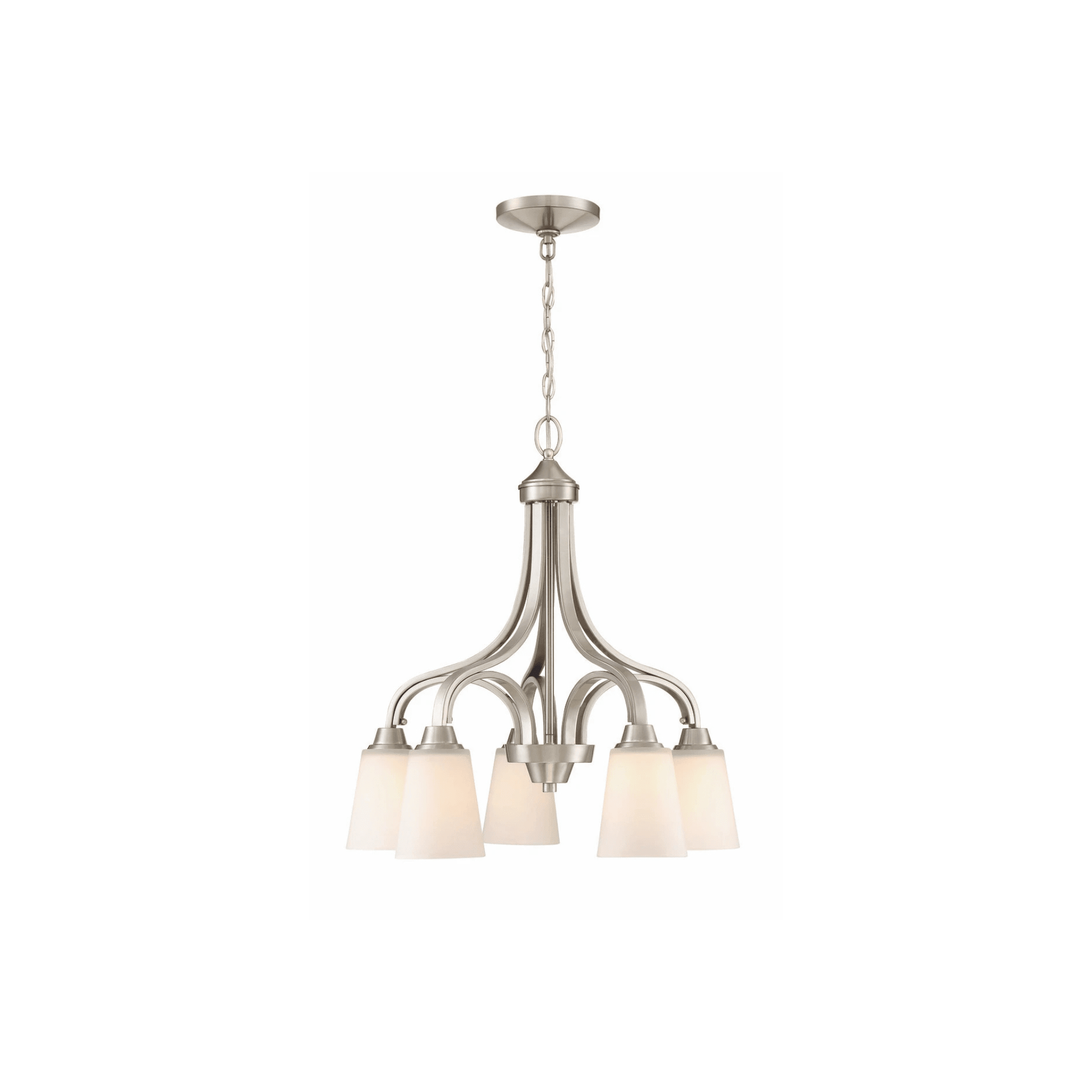 Neighborhood Grace 5 Light 24 inch Down Chandelier Ceiling Light in White Frosted Glass, Jeremiah - Orvon Lighting