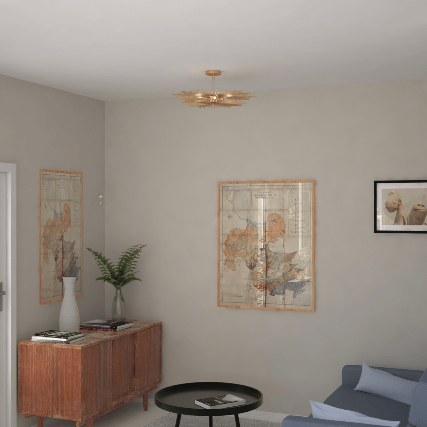 Nikko 24 - in Semi Flush Ceiling Light Gold - Orvon Lighting