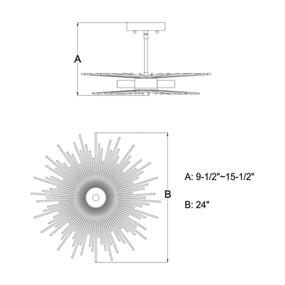 Nikko 24 - in Semi Flush Ceiling Light Gold - Orvon Lighting