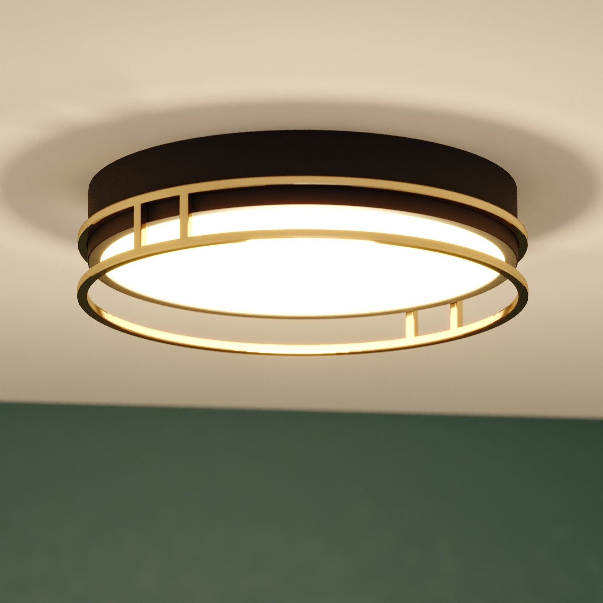 Northgate LED 16 - in. Flush Mount Matte Black and Satin Gold C0301 - Orvon Lighting