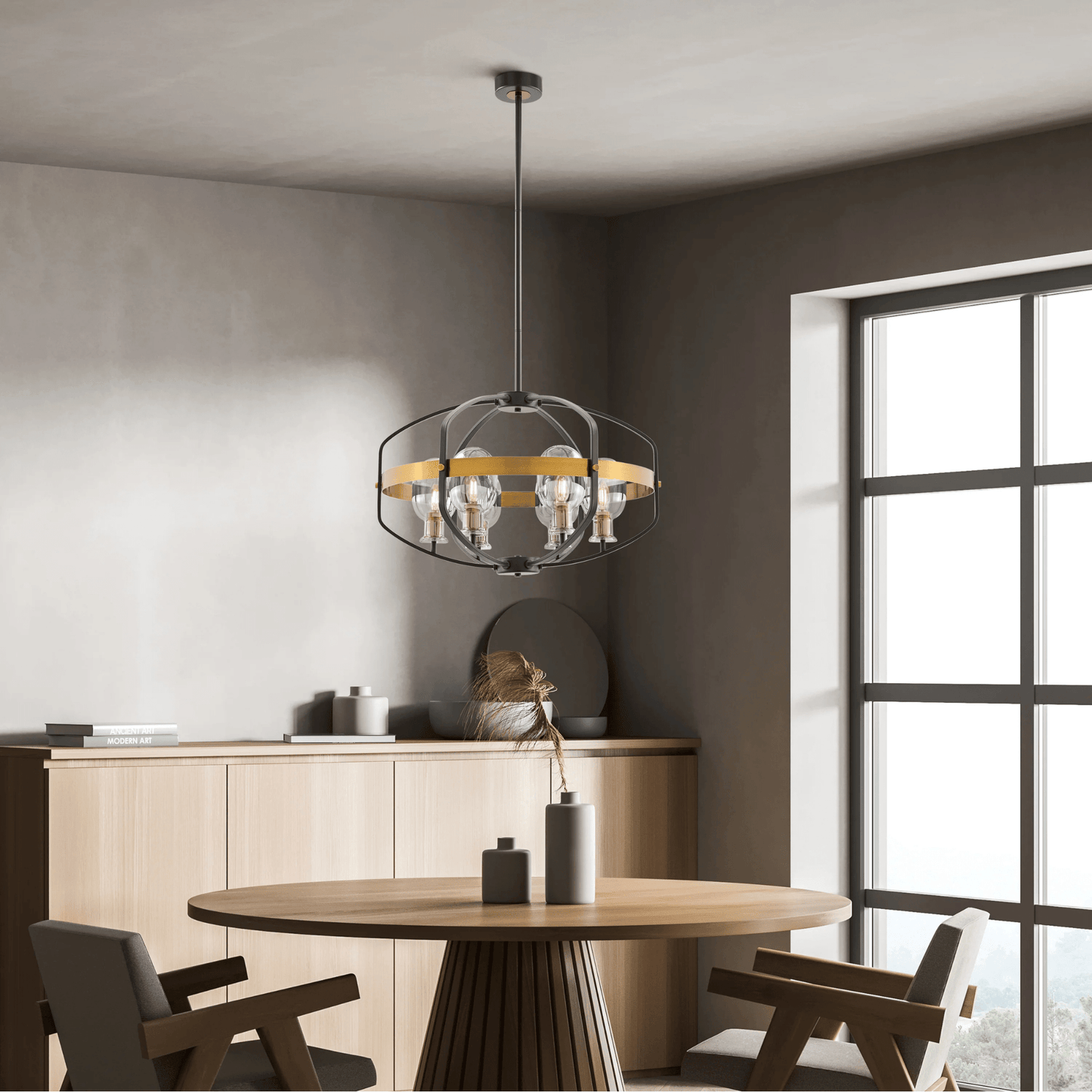 Opia Vintage 8 Light Chandelier Gold and Black - Orvon Lighting