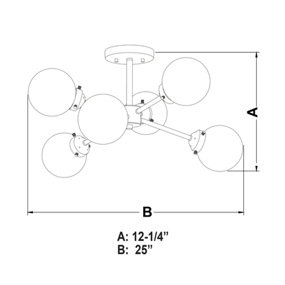 Orbit 25 - in Semi Flush Ceiling Light Oil Rubbed Bronze and Muted Brass - Orvon Lighting