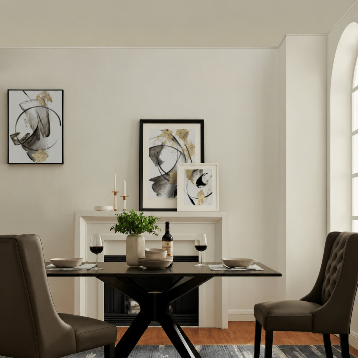 Dining room before a statement chandelier is installed