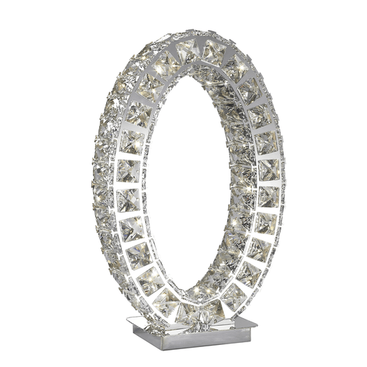 Oval Crystal Extravaganza 17.5" Table Lamp Chrome - Orvon Lighting