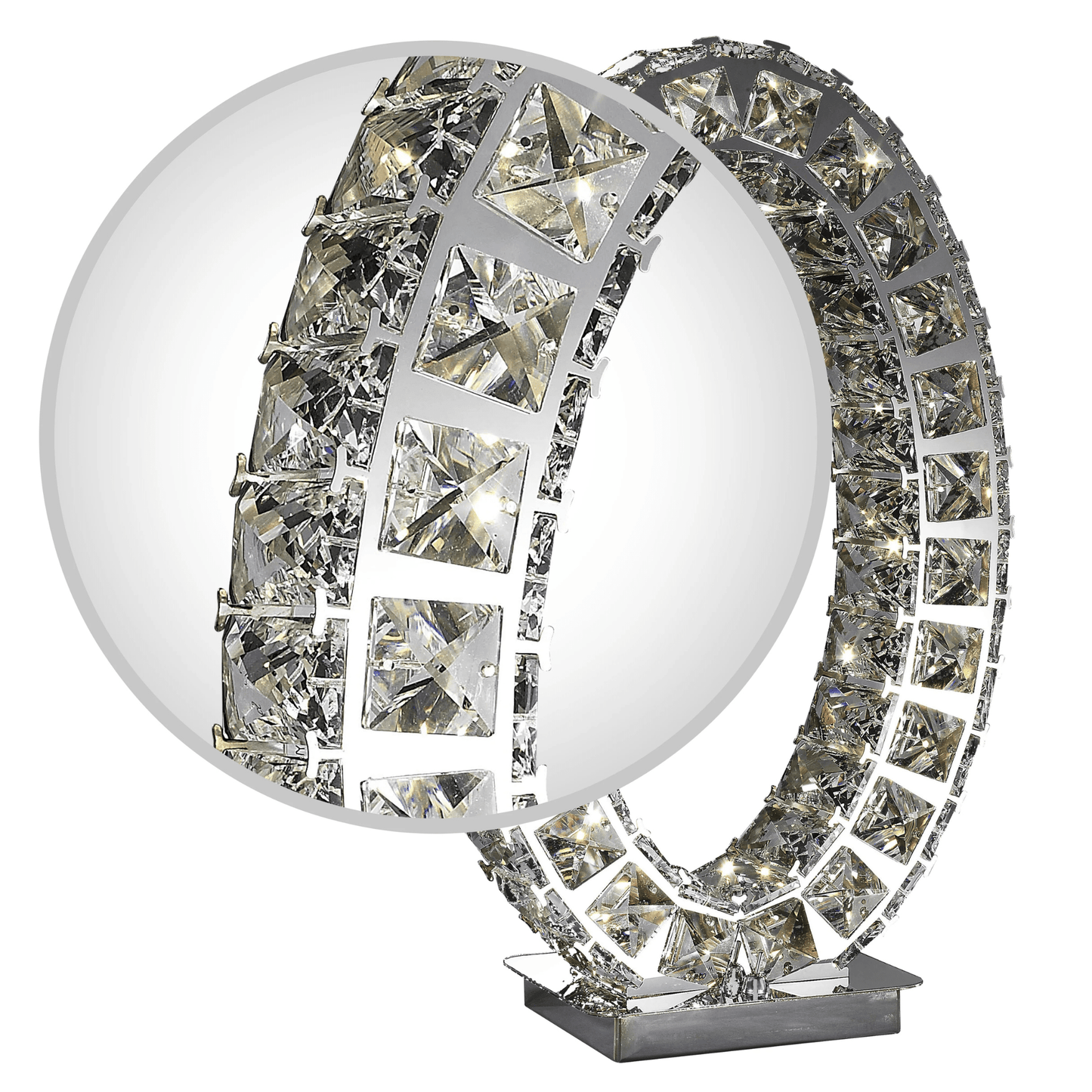 Oval Crystal Extravaganza 17.5" Table Lamp Chrome - Orvon Lighting