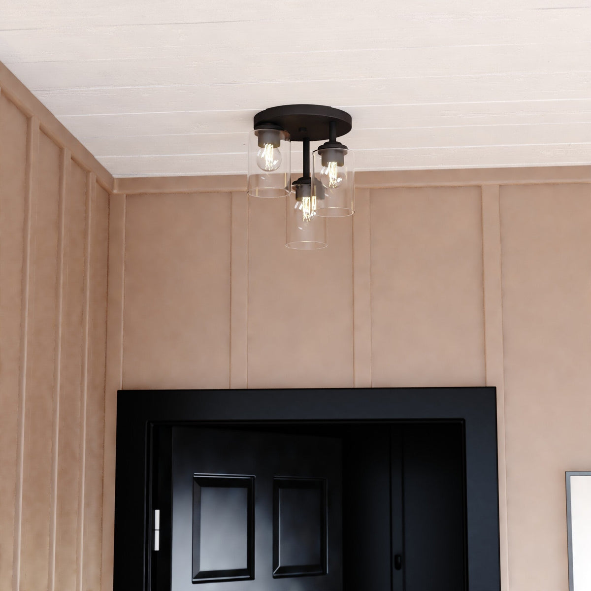 Park Ridge 10.5 - in. W 3 Light Flush Mount Matte Black - Orvon Lighting