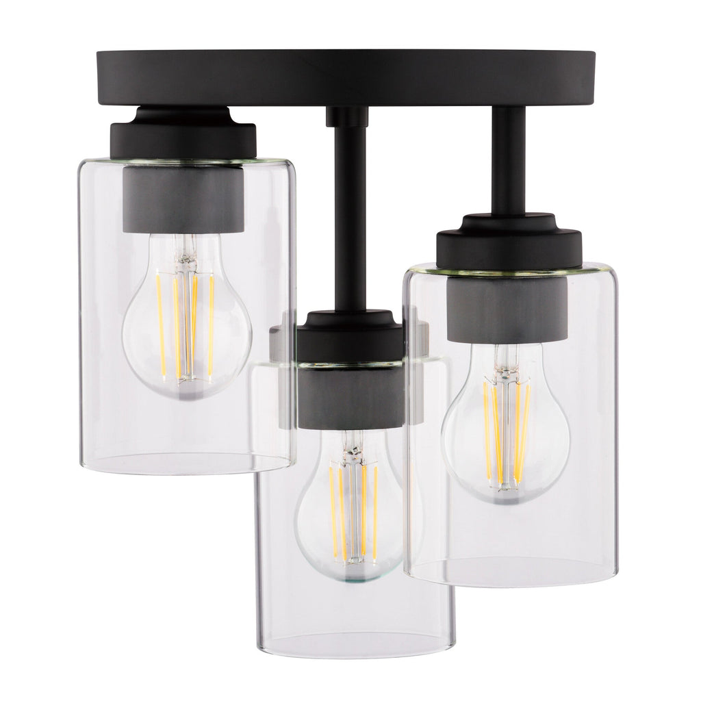 Park Ridge 10.5 - in. W 3 Light Flush Mount Matte Black - Orvon Lighting