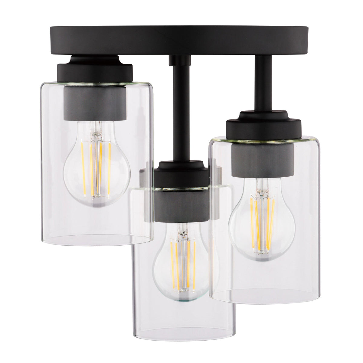 Park Ridge 10.5 - in. W 3 Light Flush Mount Matte Black - Orvon Lighting