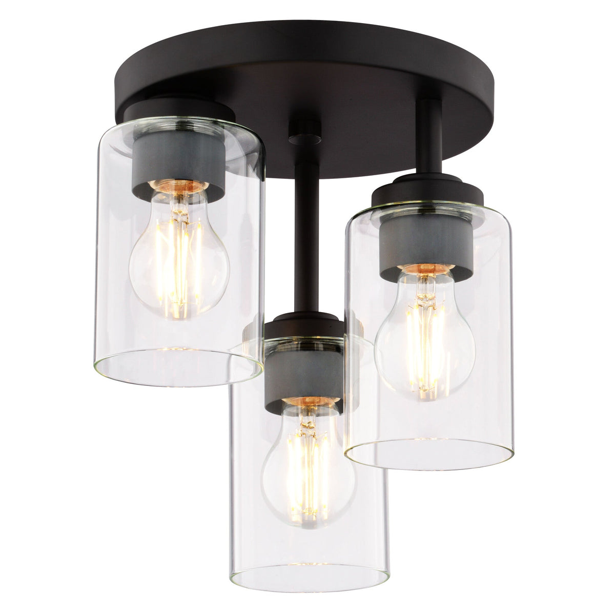 Park Ridge 10.5 - in. W 3 Light Flush Mount Matte Black - Orvon Lighting