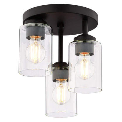 Park Ridge 10.5 - in. W 3 Light Flush Mount Matte Black - Orvon Lighting