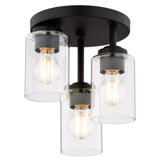 Park Ridge 10.5 - in. W 3 Light Flush Mount Matte Black - Orvon Lighting