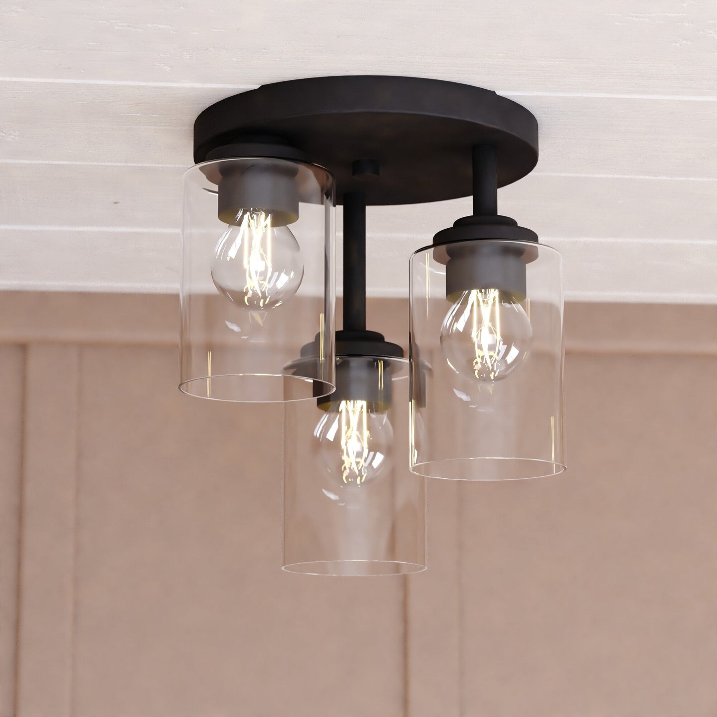 Park Ridge 10.5 - in. W 3 Light Flush Mount Matte Black - Orvon Lighting