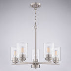 Park Ridge 21 - in. W 5 Light Chandelier Satin Nickel - Orvon Lighting