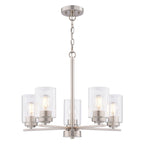 Park Ridge 21 - in. W 5 Light Chandelier Satin Nickel - Orvon Lighting