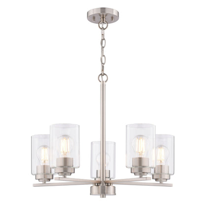 Park Ridge 21 - in. W 5 Light Chandelier Satin Nickel - Orvon Lighting
