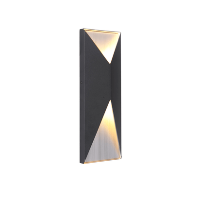 Peak LED 14 inch Outdoor Wall Mount in Textured Black and Satin Brass, Medium Z3412 - TBSB - LED - Orvon Lighting