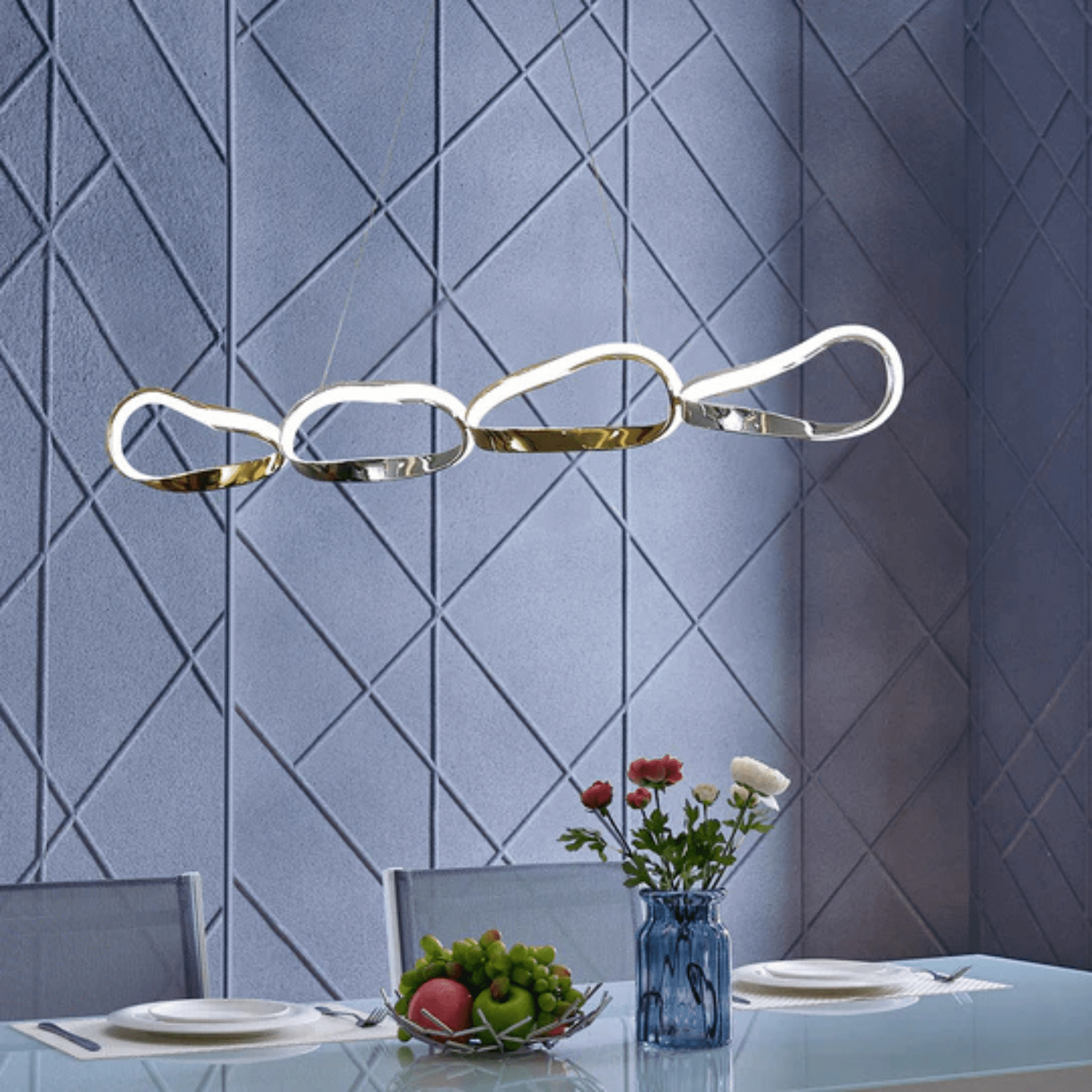 Prague Horizontal Chandelier Gold and Chrome - Orvon Lighting