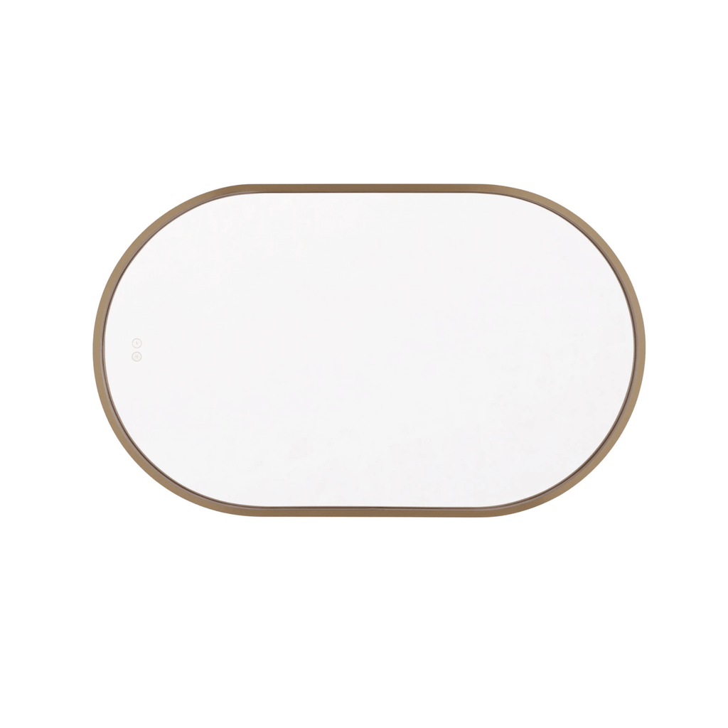 Rachel 40 X 24 inch Satin Brass Framed LED Mirror, Edge Lit - Orvon Lighting
