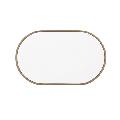 Rachel 40 X 24 inch Satin Brass Framed LED Mirror, Edge Lit - Orvon Lighting