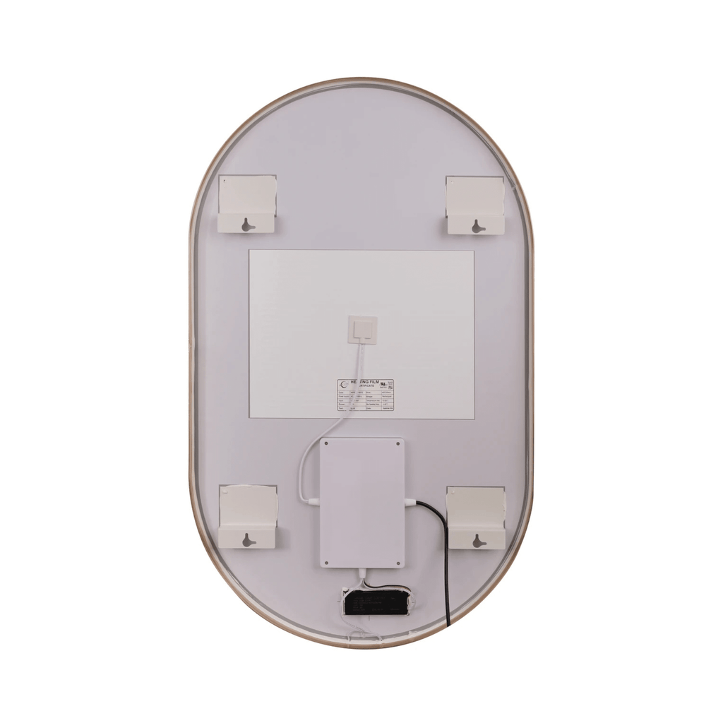 Rachel 40 X 24 inch Satin Brass Framed LED Mirror, Edge Lit - Orvon Lighting