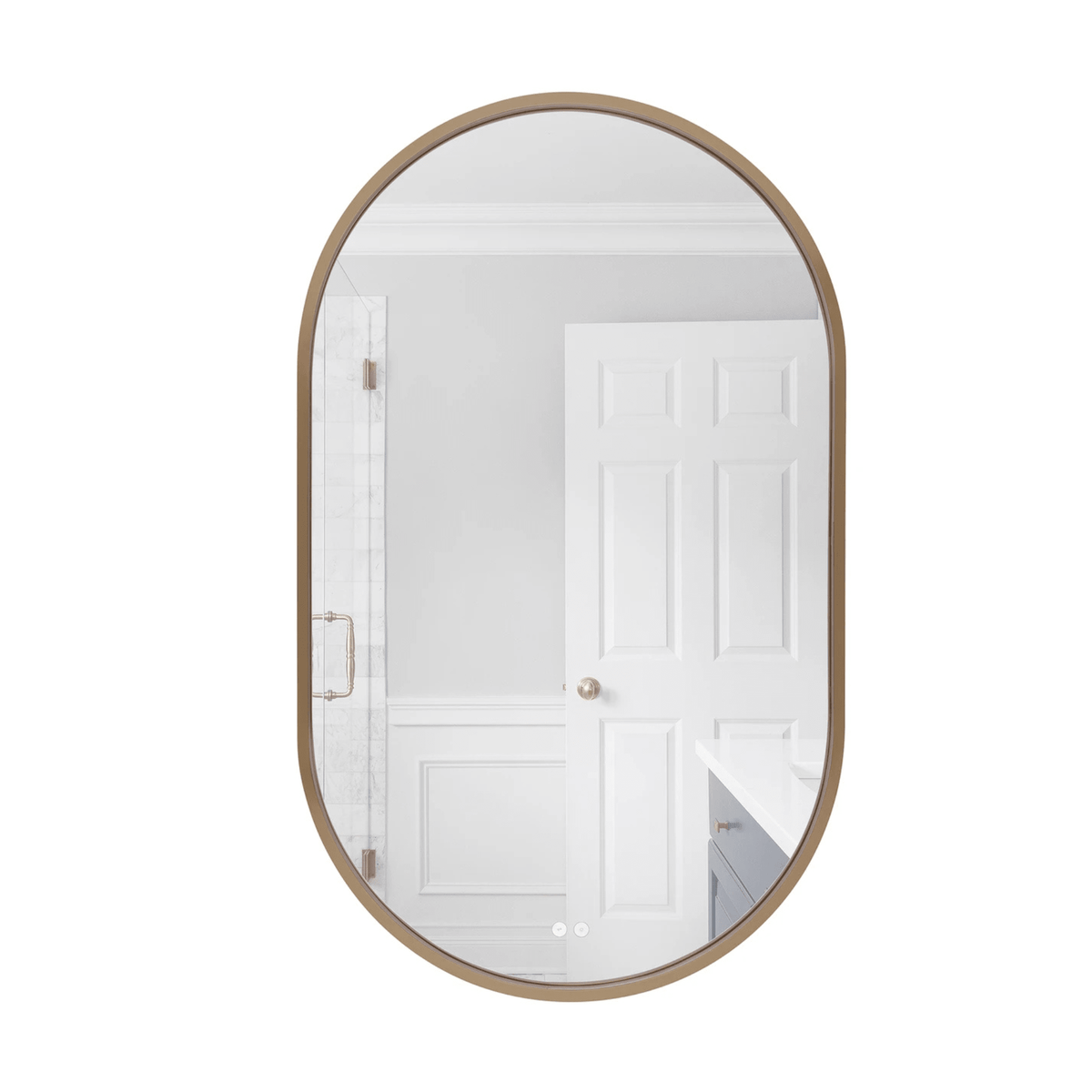 Rachel 40 X 24 inch Satin Brass Framed LED Mirror, Edge Lit - Orvon Lighting