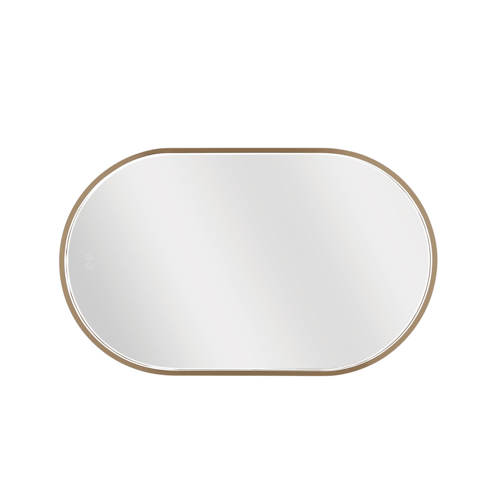 Rachel 40 X 24 inch Satin Brass Framed LED Mirror, Edge Lit - Orvon Lighting