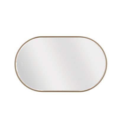 Rachel 40 X 24 inch Satin Brass Framed LED Mirror, Edge Lit - Orvon Lighting