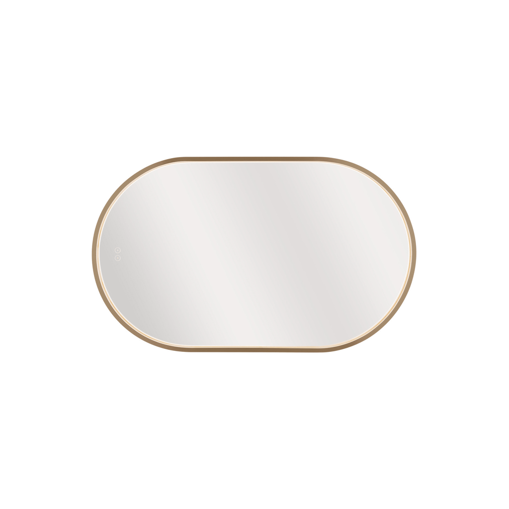 Rachel 40 X 24 inch Satin Brass Framed LED Mirror, Edge Lit - Orvon Lighting