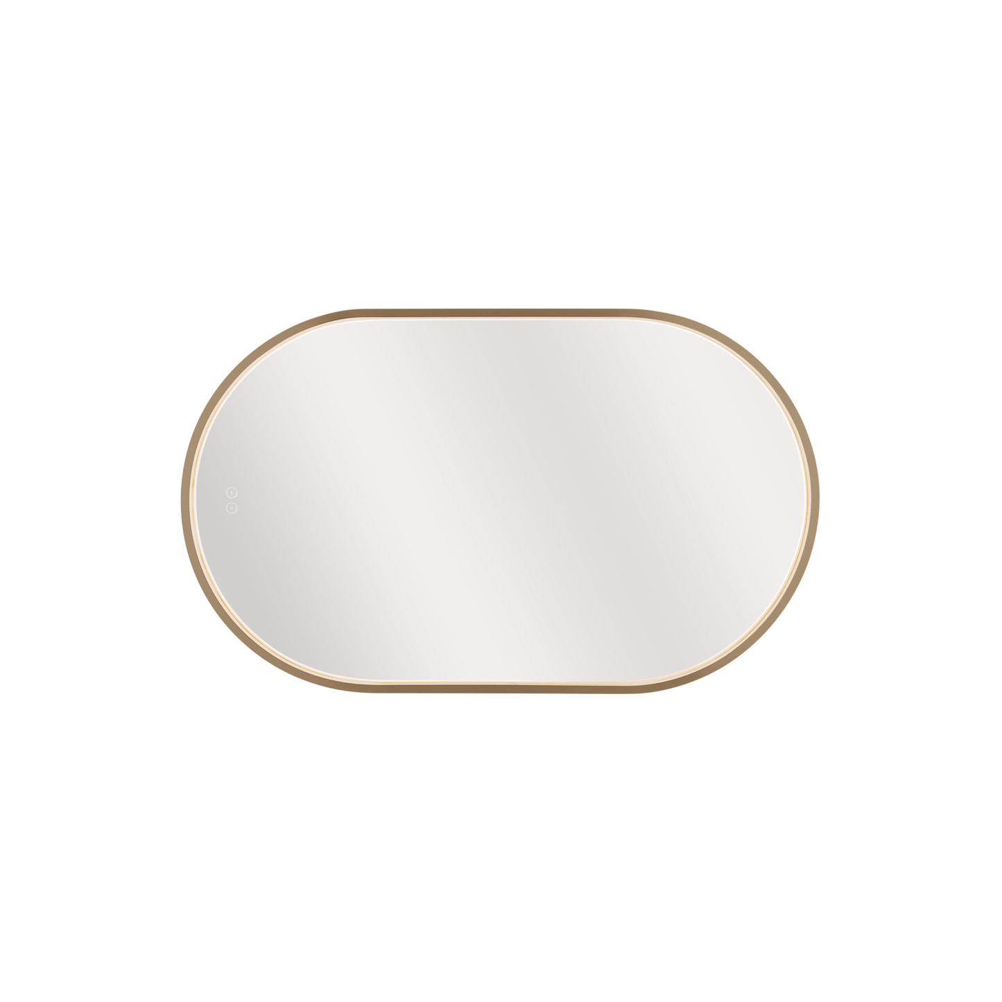 Rachel 40 X 24 inch Satin Brass Framed LED Mirror, Edge Lit - Orvon Lighting