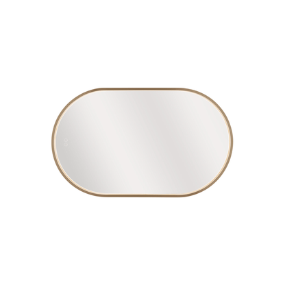 Rachel 40 X 24 inch Satin Brass Framed LED Mirror, Edge Lit - Orvon Lighting