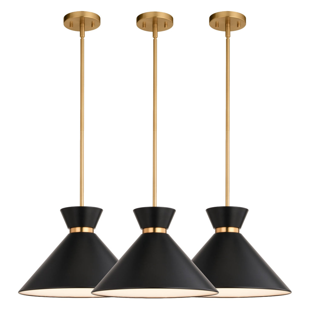 Racine 15 - in 1 Light Pendant Matte Black,White and Natural Brass - Orvon Lighting