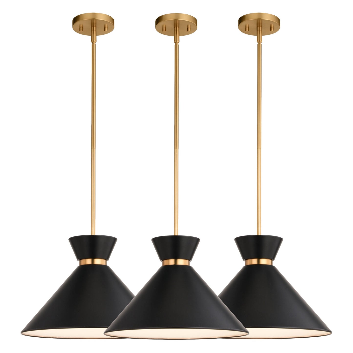 Racine 15 - in 1 Light Pendant Matte Black,White and Natural Brass - Orvon Lighting
