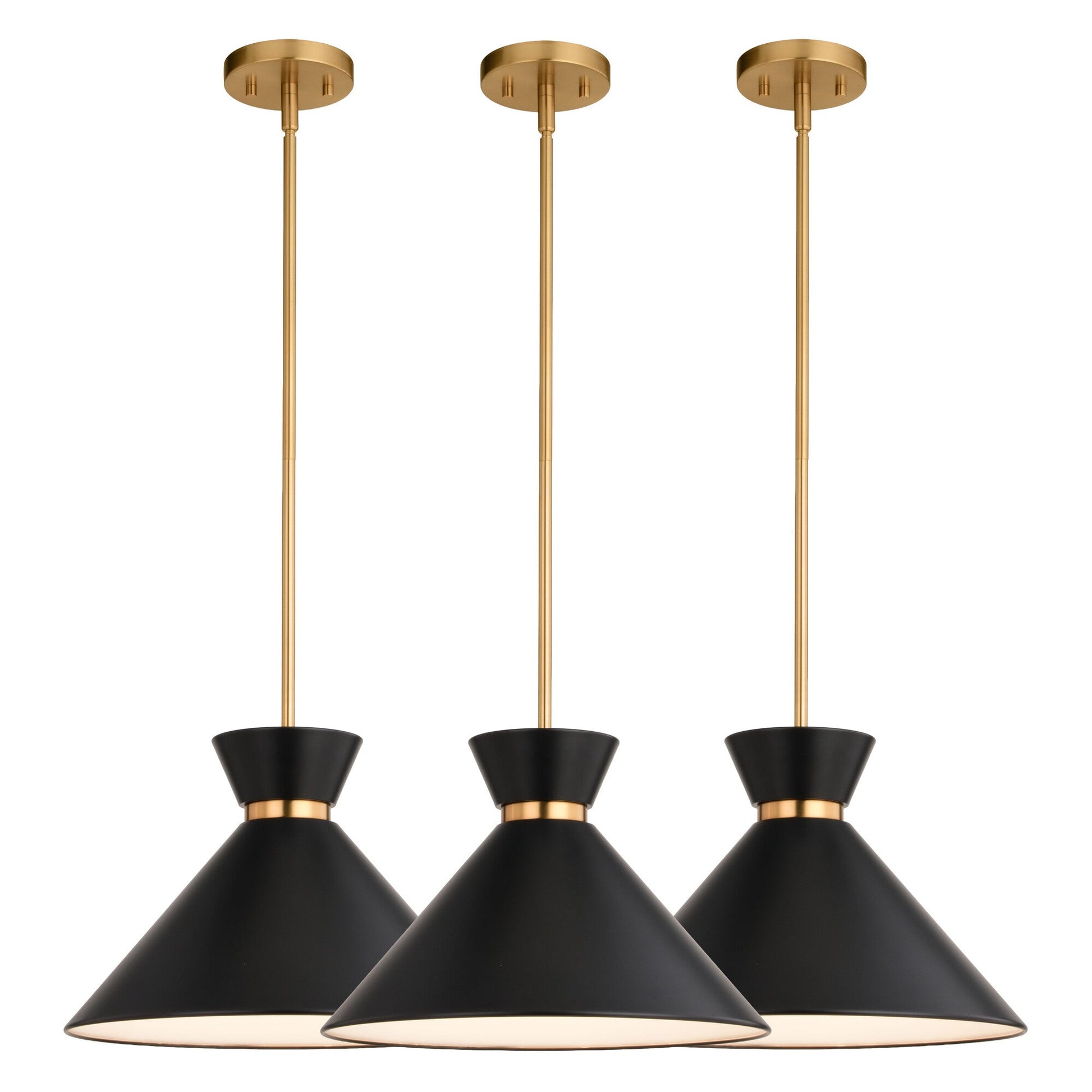 Racine 15 - in 1 Light Pendant Matte Black,White and Natural Brass - Orvon Lighting