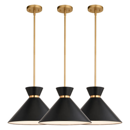 Racine 15 - in 1 Light Pendant Matte Black,White and Natural Brass - Orvon Lighting