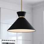 Racine 15 - in 1 Light Pendant Matte Black,White and Natural Brass - Orvon Lighting